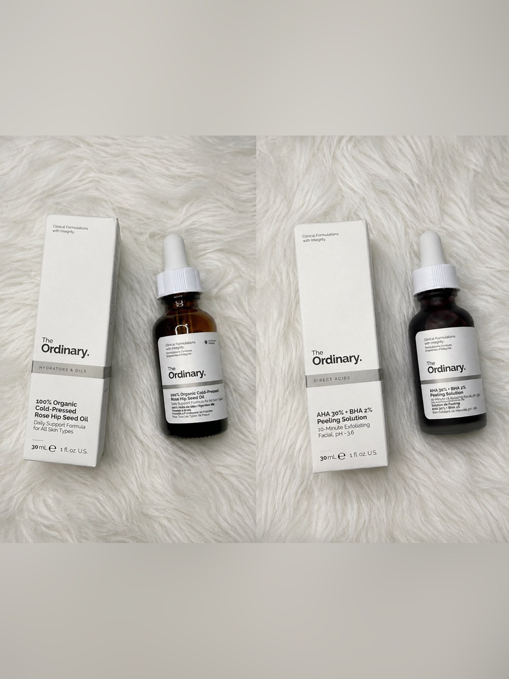 The Ordinary Skincare Duo |Rose Hip Seed Oil + AHA 30% + BHA 2% Peeling Solution